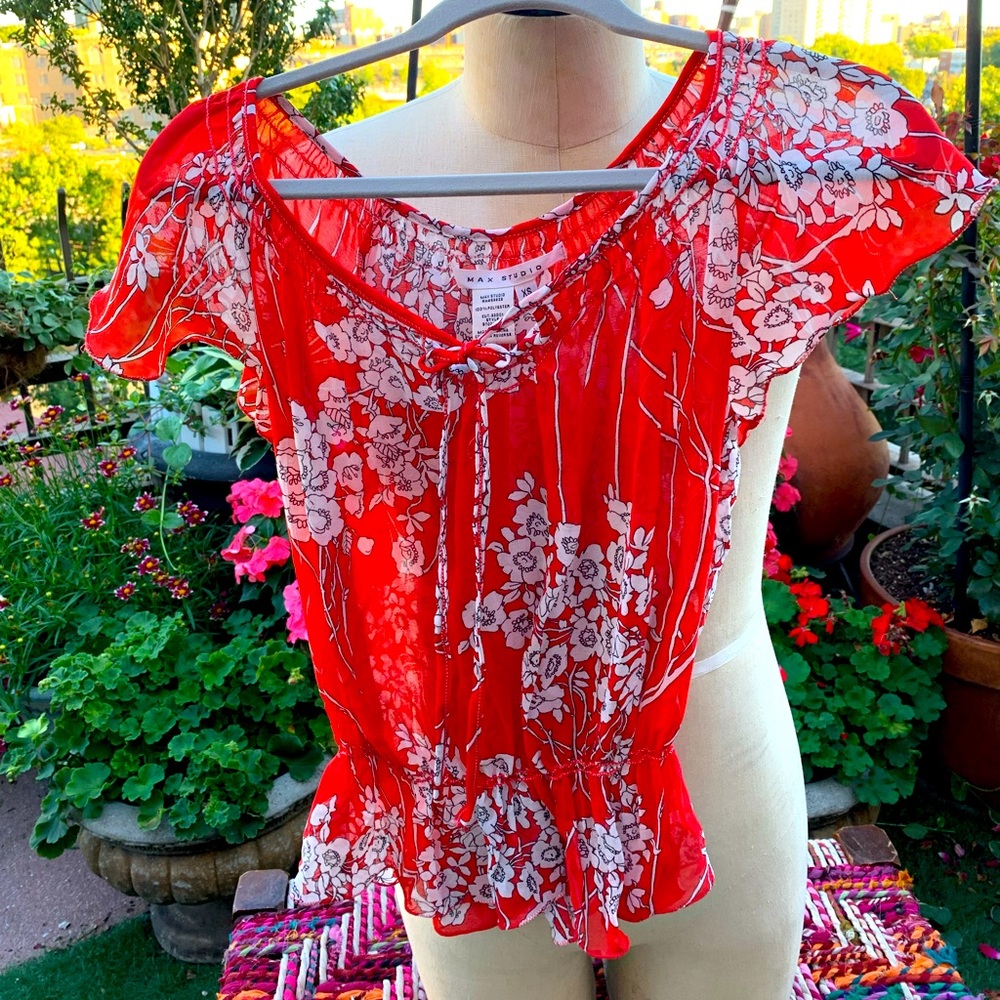 NWOT WOMEN SHEER MAX STUDIO BLOUSE